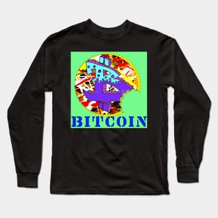bitcoin graffiti sticker gamer Long Sleeve T-Shirt